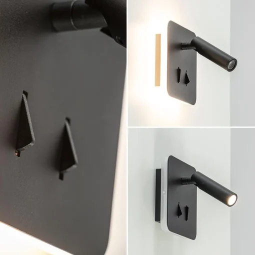 Straluma Wandlamp zwart leesspot + indirect lich> Wandlampen|Bedlampjes
