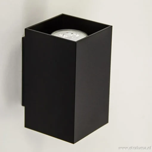 Straluma Wandlamp zwart rechthoek up+down gu10> Wandlampen|Woonkamerlampen