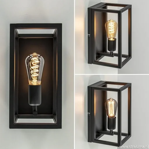 Straluma Wand-/plafondlamp rechthoek frame zwart> Woonkamerlampen|Slaapkamerlampen