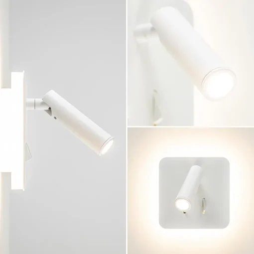 Straluma Witte wandlamp vierkant inclusief LED en spot> Wandlampen|Bedlampjes
