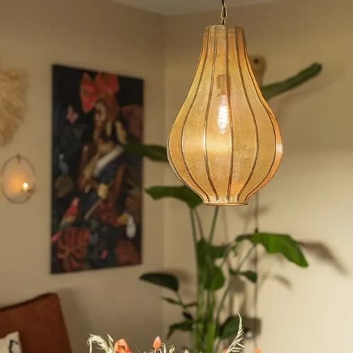 Straluma XL Light & Living druppel hanglamp goud oosters Micha> Light and Living|Eetkamerverlichting