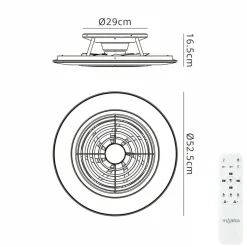 Straluma Zilveren ventilator inclusief LED klein> Plafondlampen|Plafondventilatoren met lamp