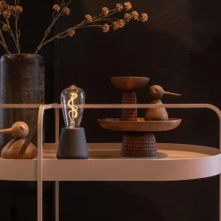 Straluma Zwart houten tafellamp oplaadbaar met helder glas></noscript> Tafellampen|Woonkamerlampen