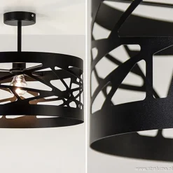 Straluma Zwart metalen plafondlamp Scandinavisch></noscript> Woonkamerlampen|Tienerkamerlampen