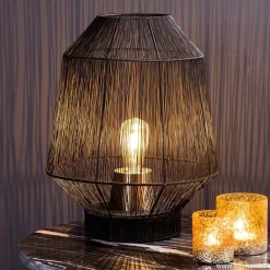 Straluma Zwart metalen tafellamp Vitora met brons><noscript><img width=