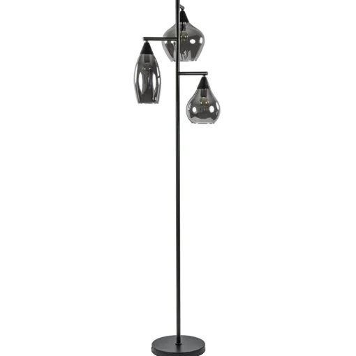 Straluma Zwart metalen vloerlamp met titanium glazen kappen> Woonkamerlampen|Vloerlampen