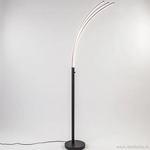 Straluma Zwarte boog vloerlamp LED dimbaar> Vloerlampen|Woonkamerlampen