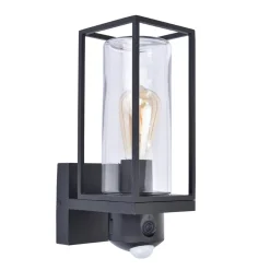 Straluma Zwarte buitenlamp rechthoek met glas en camera> Buitenlampen
