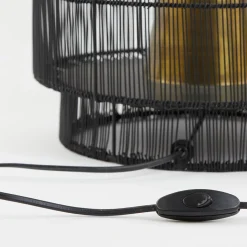 Straluma Zwarte draad tafellamp met brons></noscript> Draadlampen|Light and Living