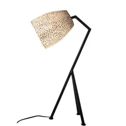 Straluma Zwarte driepoot tafellamp met witte schelpenkap></noscript> Tafellampen|Schelpenlampen