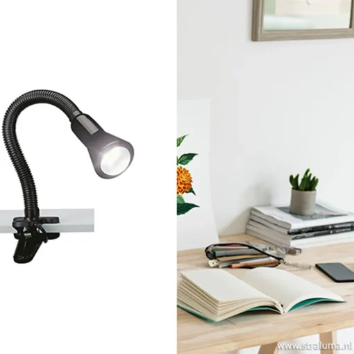 Straluma Zwarte klemlamp/leeslamp voor bureau> Klemlampen|Leeslampen