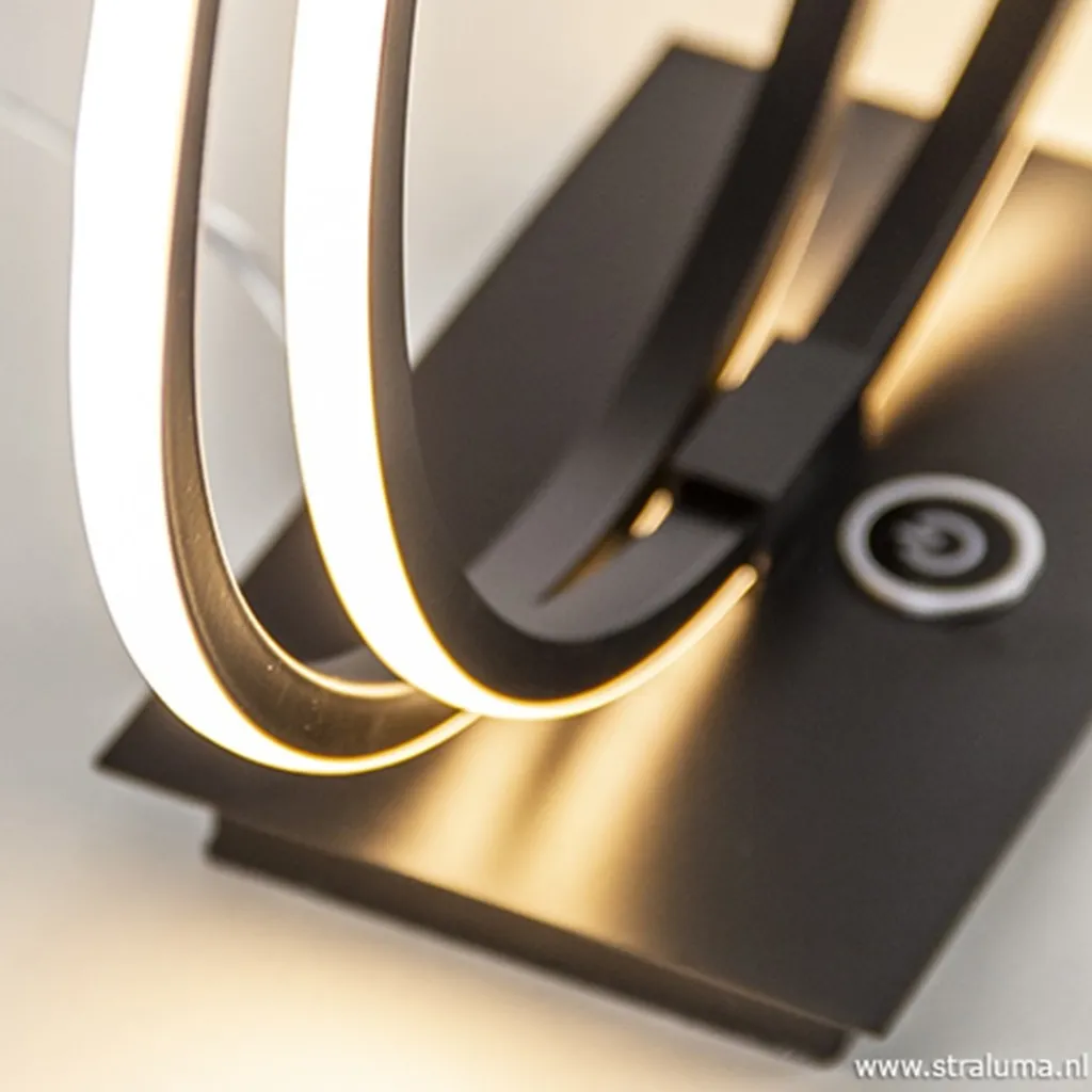Straluma Zwarte LED tafellamp met touchdimmer> Tafellampen|Woonkamerlampen