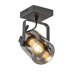 Straluma Zwarte plafond/wandlamp met titanium glas> Keukenverlichting|Plafondlampen