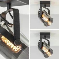 Straluma Zwarte plafond/wandlamp met titanium glas></noscript> Keukenverlichting|Plafondlampen
