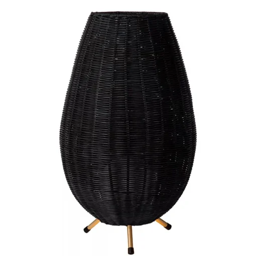 Straluma Zwarte rotan tafellamp met gouden driepoot> Tafellampen|Beach Verlichting