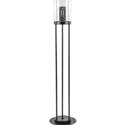 Straluma Zwarte vloerlamp met cilinder kap helder glas> Vloerlampen|Industriële Verlichting