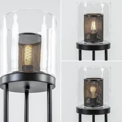 Straluma Zwarte vloerlamp met cilinder kap helder glas></noscript> Vloerlampen|Industriële Verlichting
