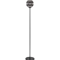Straluma Zwarte vloerlamp met smoke glazen kap> Slaapkamerlampen|Halverlichting