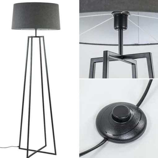 Straluma Zwarte vloerlamp modern frame excl. kap> Lampenvoeten|Schemerlampen