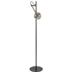 Straluma Zwart/messing vloerlamp met smoke glas> Slaapkamerlampen|Halverlichting