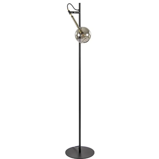 Straluma Zwart/messing vloerlamp met smoke glas> Slaapkamerlampen|Halverlichting