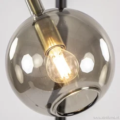 Straluma Zwart/messing vloerlamp met smoke glas></noscript> Slaapkamerlampen|Halverlichting